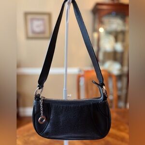 Bulgari Small Black Leather Shoulder Bag with Silver Hardware